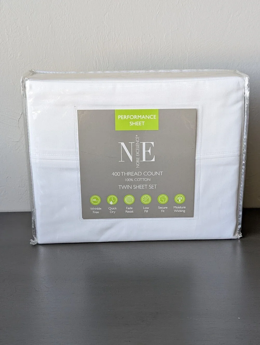 Noble Excellence Performance 400-Thread Twin Sheet Set - White